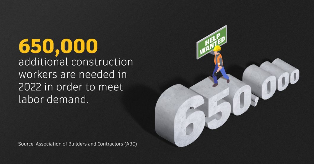 2022年建筑业需要65万名工人